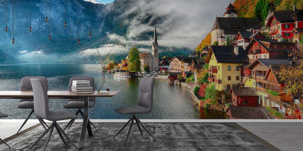 Hallstatt Göl Manzaralı Avrupa Duvar Kağıdı 13008