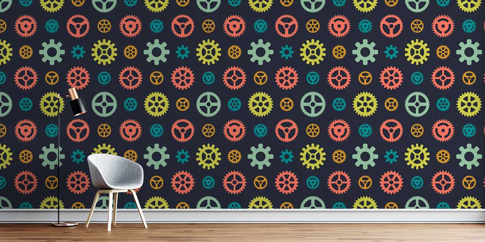 Mühendislik Dişli Desenli Renkli Duvar Kağıdı 5463