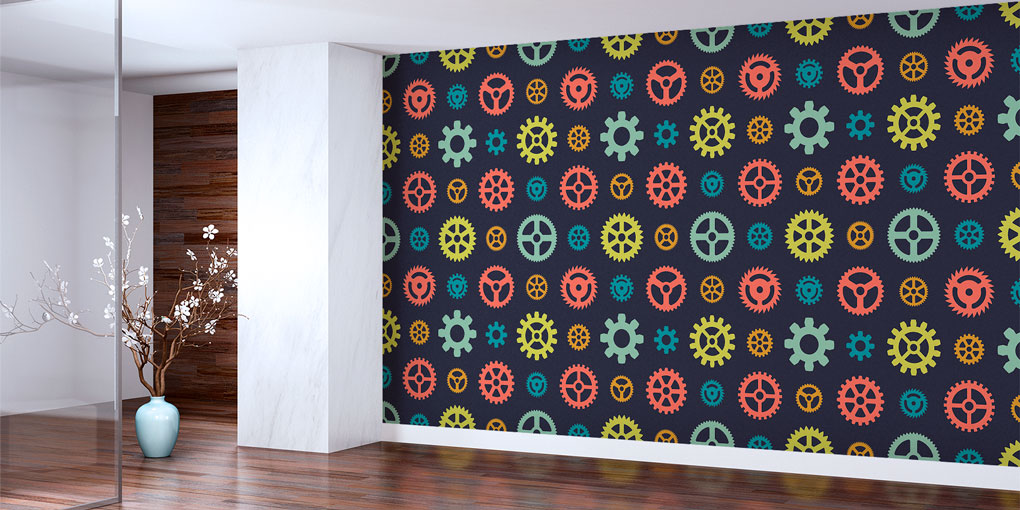 Mühendislik Dişli Desenli Renkli Duvar Kağıdı 5463