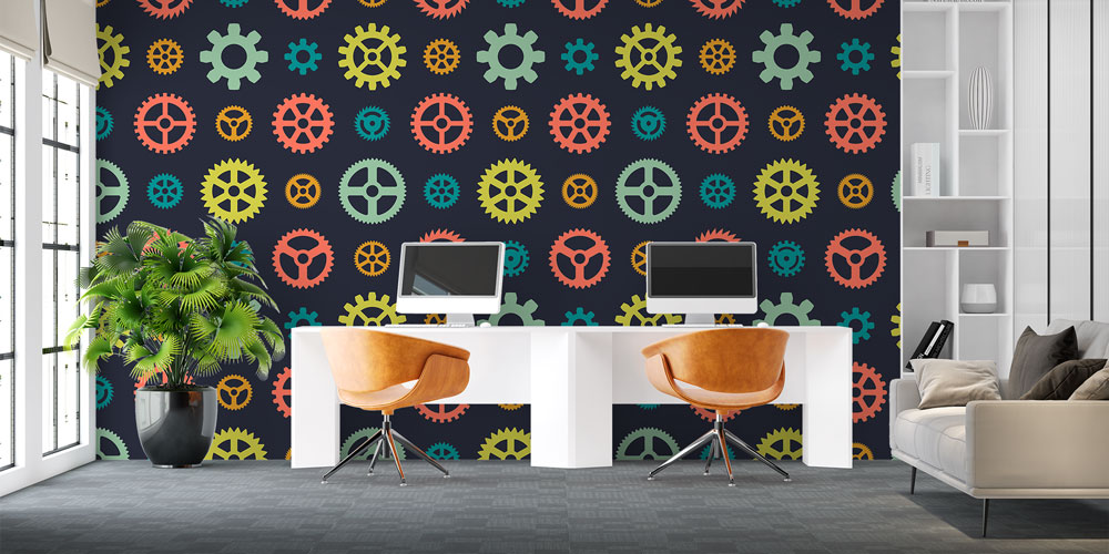 Mühendislik Dişli Desenli Renkli Duvar Kağıdı 5463