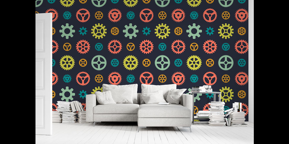Mühendislik Dişli Desenli Renkli Duvar Kağıdı 5463