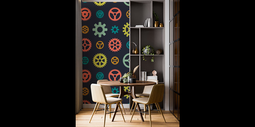 Mühendislik Dişli Desenli Renkli Duvar Kağıdı 5463