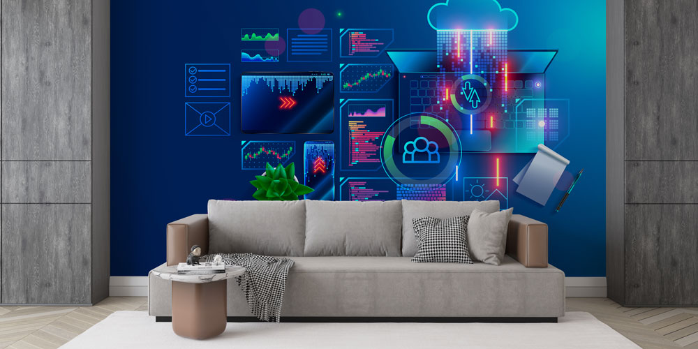 wallpaper-wall-art-5470-05 Dijital Veri ve Teknoloji Temalı Duvar Kağıdı - Modern Endüstri Dekoru 5470