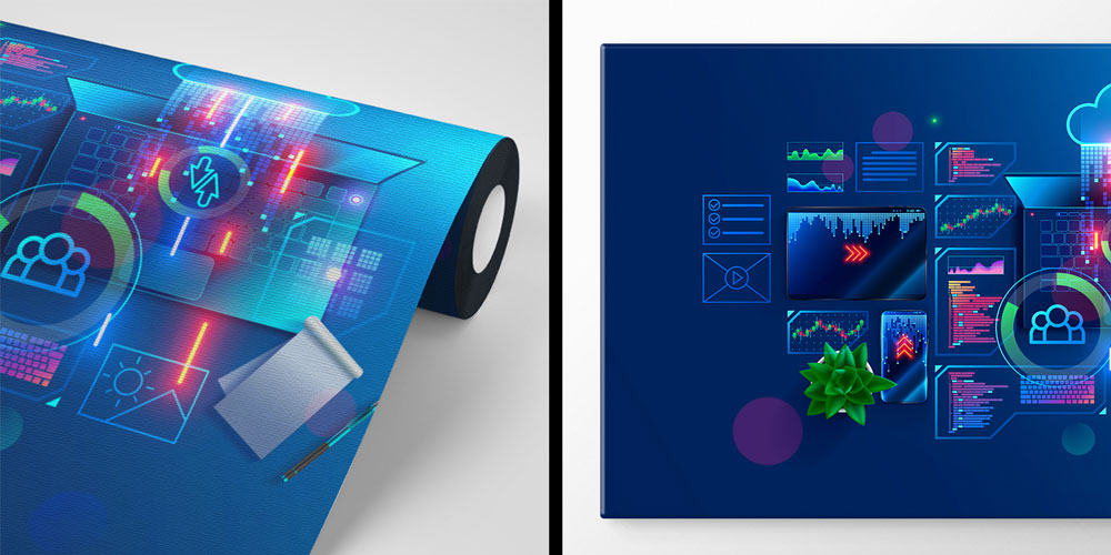 wallpaper-wall-art-5470-06 Dijital Veri ve Teknoloji Temalı Duvar Kağıdı - Modern Endüstri Dekoru 5470