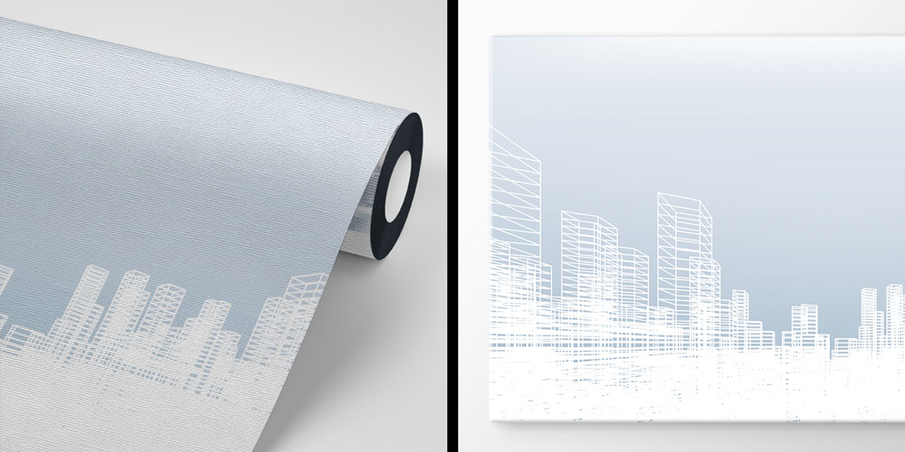 Modern Beyaz Şehir Silüeti Tasarımlı Duvar Kağıdı 5565