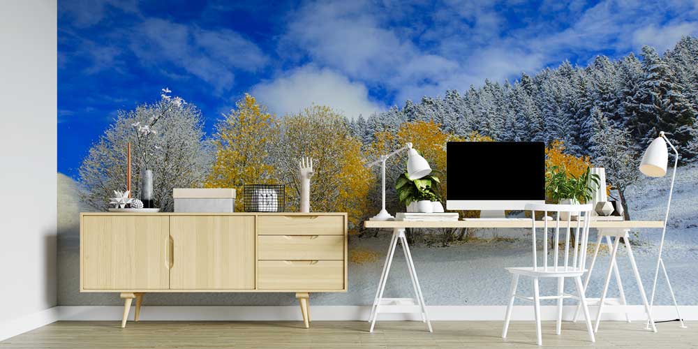 Karlı Sonbahar Ağaçları Doğa Manzarası Duvar Kağıdı 11592