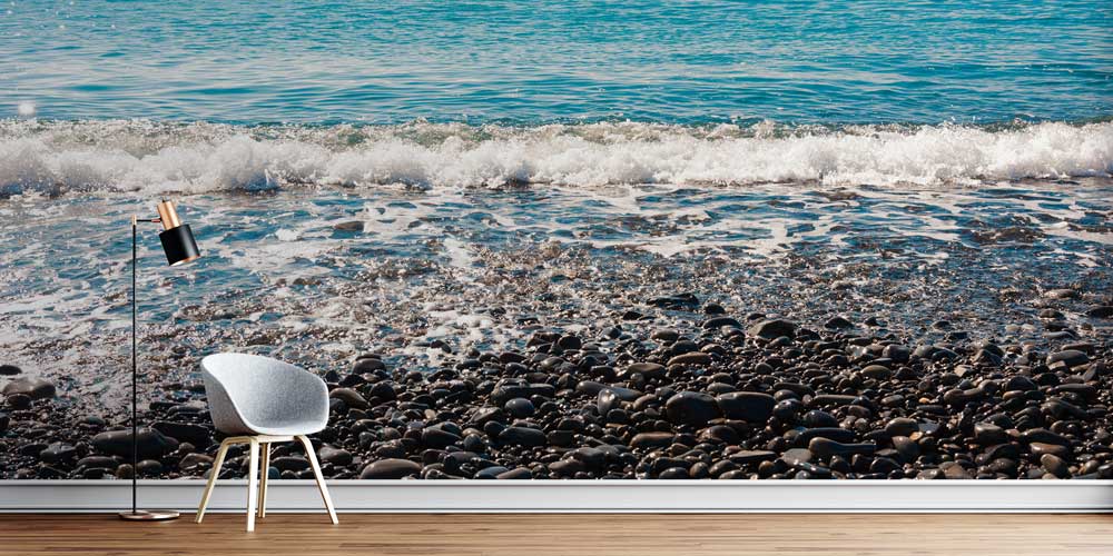Çakıl Taşlı Sahil ve Deniz Dalgaları Duvar Kağıdı 11596