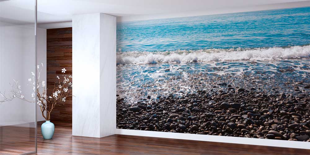 Çakıl Taşlı Sahil ve Deniz Dalgaları Duvar Kağıdı 11596