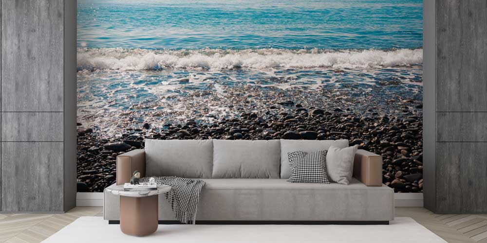 Çakıl Taşlı Sahil ve Deniz Dalgaları Duvar Kağıdı 11596