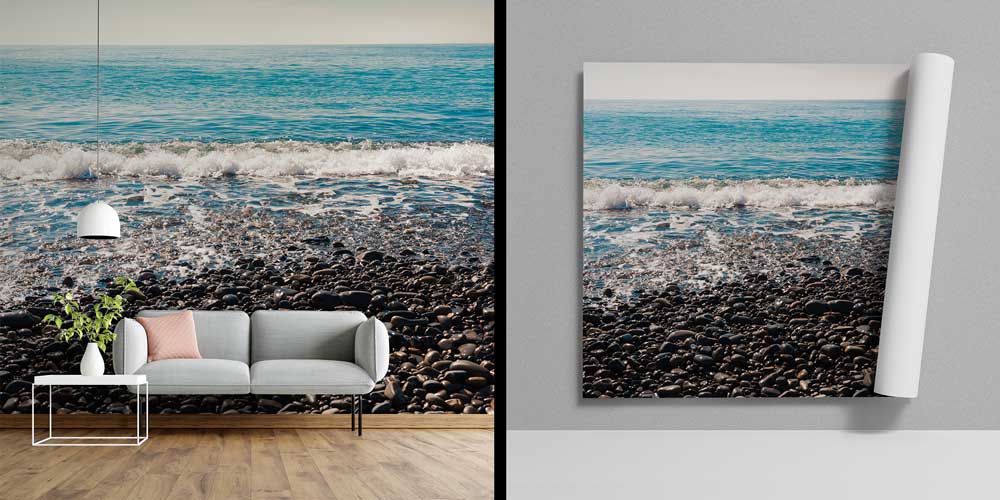 Çakıl Taşlı Sahil ve Deniz Dalgaları Duvar Kağıdı 11596