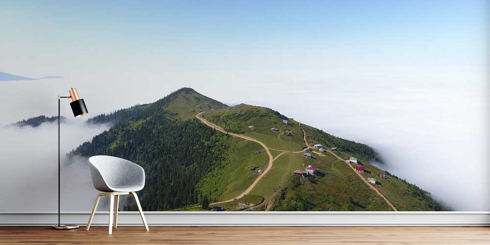 Bulutların Üzerinde Yayla Yolu Manzaralı Doğa Temalı Duvar Kağıdı ve Duvar Kaplaması 11608