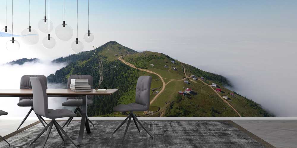 Bulutların Üzerinde Yayla Yolu Manzaralı Doğa Temalı Duvar Kağıdı ve Duvar Kaplaması 11608