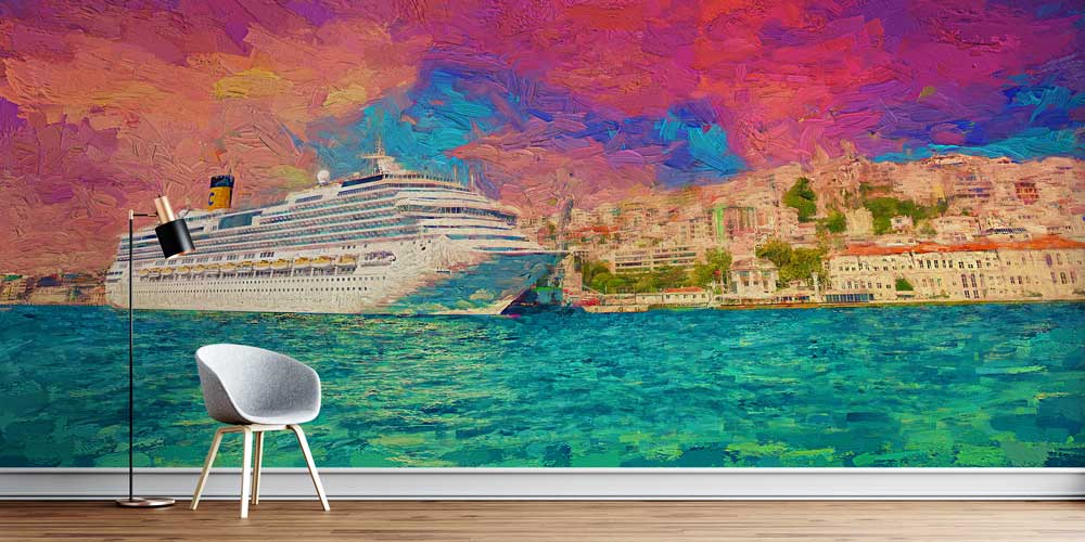 İstanbul Boğazı Sanatsal Yolcu Gemisi Panoraması Duvar Kağıdı 11611