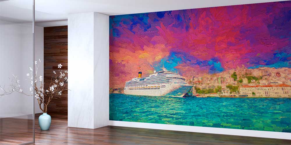 İstanbul Boğazı Sanatsal Yolcu Gemisi Panoraması Duvar Kağıdı 11611