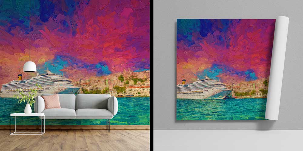 İstanbul Boğazı Sanatsal Yolcu Gemisi Panoraması Duvar Kağıdı 11611