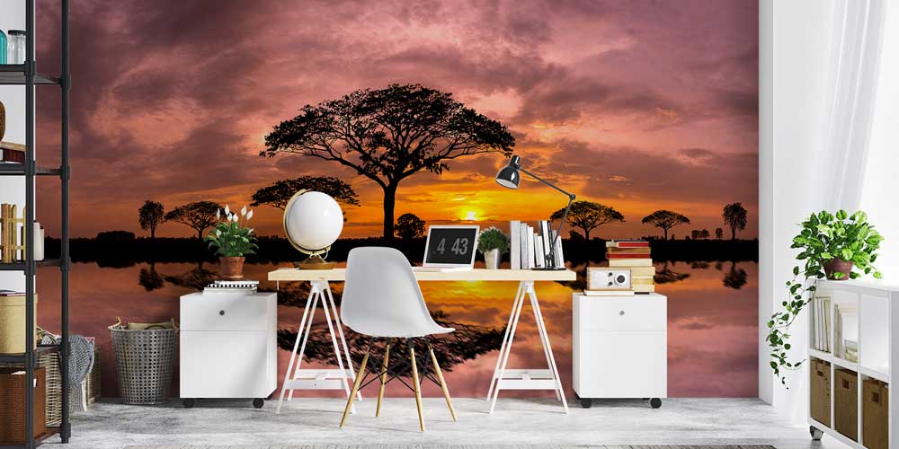 Afrika Günbatımı Siluet Duvar Kağıdı 12781