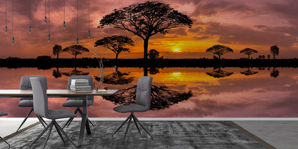 Afrika Günbatımı Siluet Duvar Kağıdı 12781