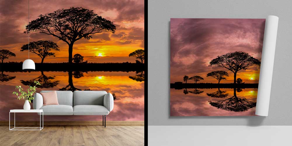Afrika Günbatımı Siluet Duvar Kağıdı 12781