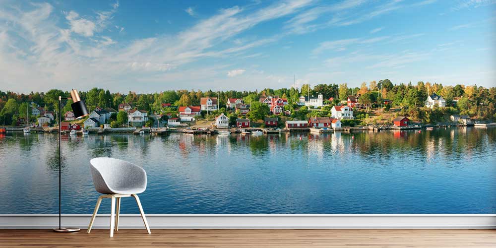 Kuzey Avrupa Sahil Kasabası Deniz Manzaralı Duvar Kağıdı 13000