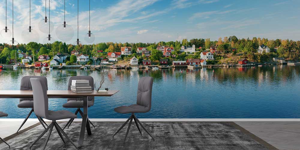 Kuzey Avrupa Sahil Kasabası Deniz Manzaralı Duvar Kağıdı 13000