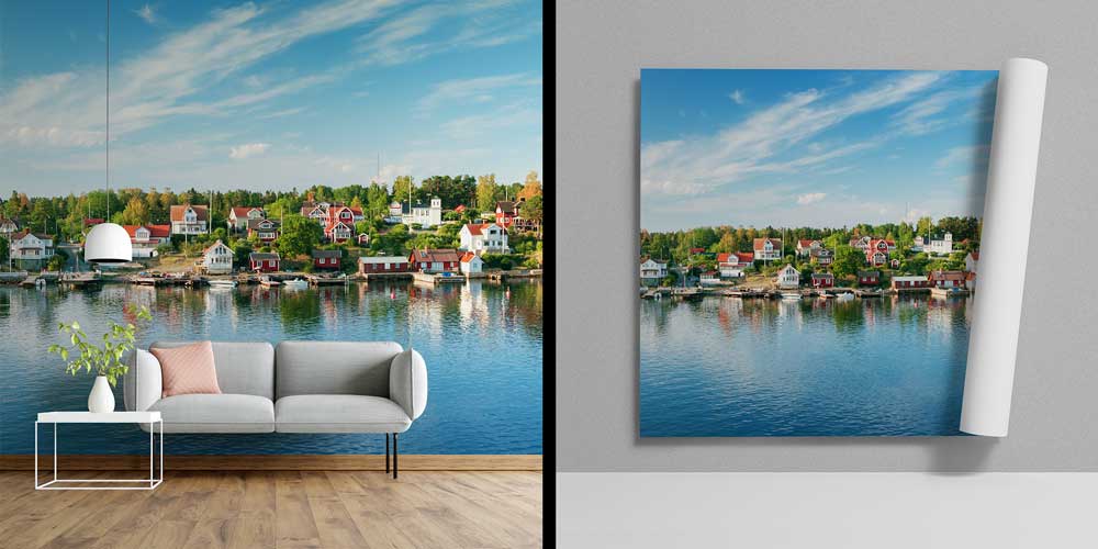 Kuzey Avrupa Sahil Kasabası Deniz Manzaralı Duvar Kağıdı 13000