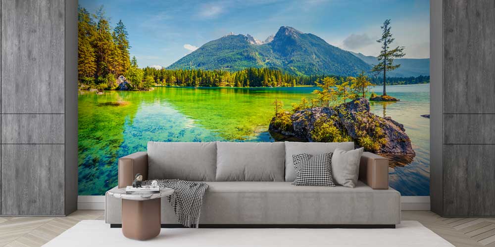 Zümrüt Yeşili Dağ Gölü Manzaralı Duvar Kağıdı 13047