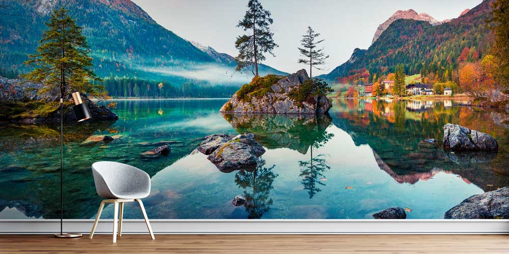 Dağlar Arasında Berrak Göl ve Kayalık Adacıklar Duvar Kağıdı 13050