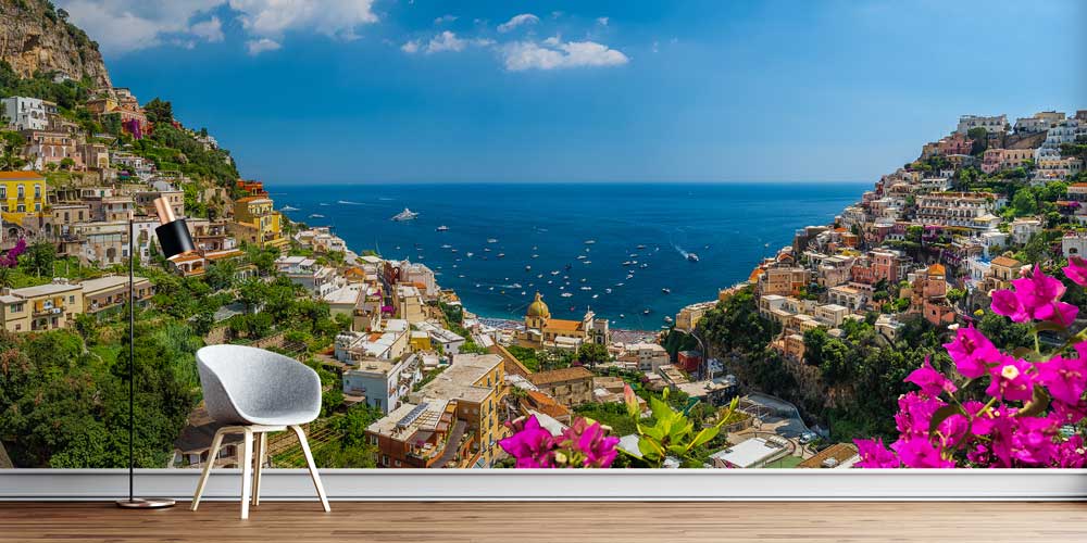 Akdeniz Kıyısında Yamaç Şehir Manzarası Duvar Kağıdı 13052