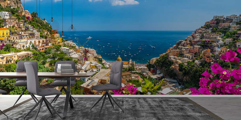 Akdeniz Kıyısında Yamaç Şehir Manzarası Duvar Kağıdı 13052