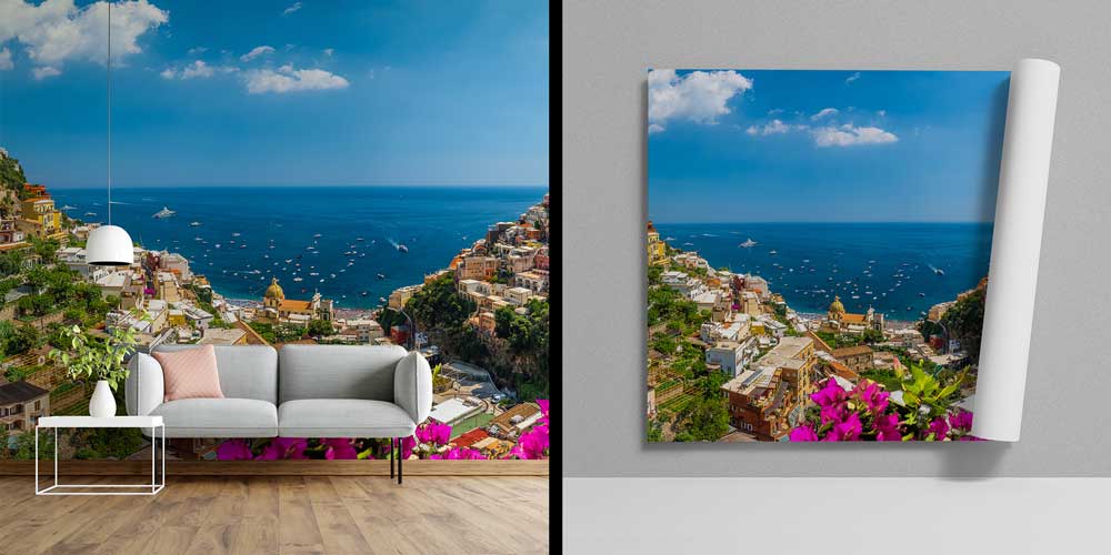 Akdeniz Kıyısında Yamaç Şehir Manzarası Duvar Kağıdı 13052