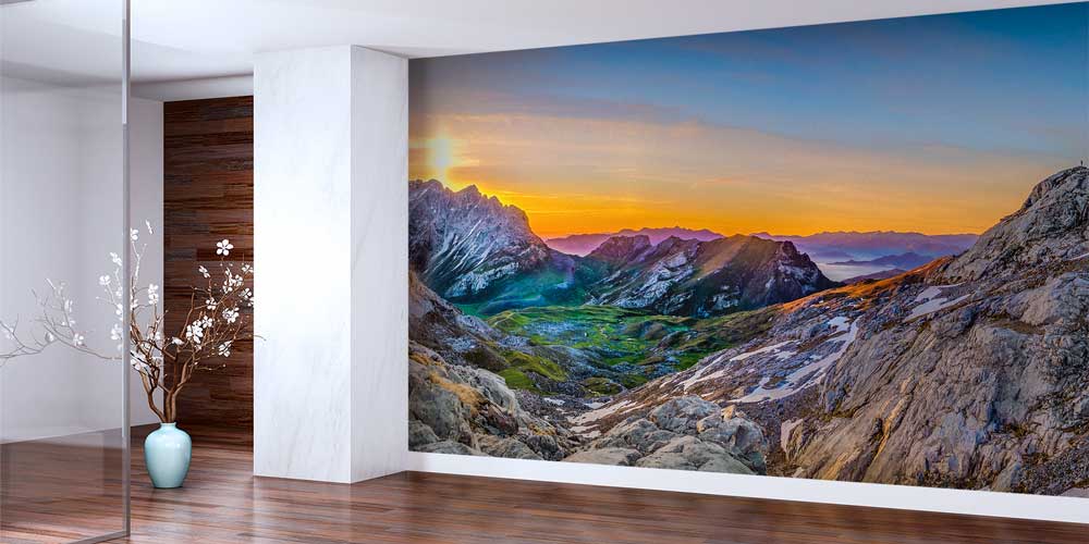 Gün Doğumunda Dağ Vadisi ve Kayalık Alp Manzarası Duvar Kağıdı 13058