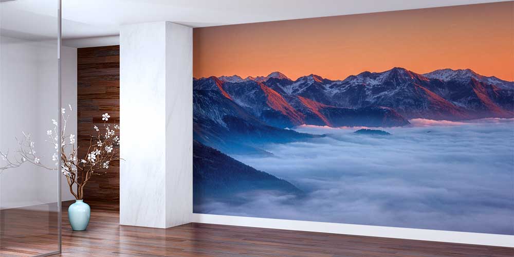 Bulut Denizinin Üzerinde Gün Doğumu Dağ Manzarası Duvar Kağıdı 13063