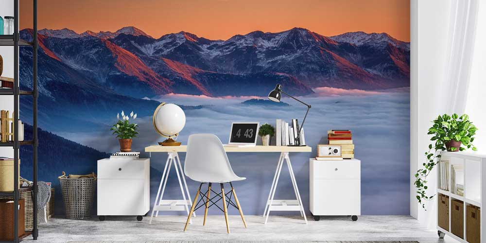 Bulut Denizinin Üzerinde Gün Doğumu Dağ Manzarası Duvar Kağıdı 13063