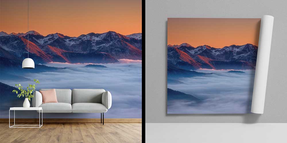 Bulut Denizinin Üzerinde Gün Doğumu Dağ Manzarası Duvar Kağıdı 13063