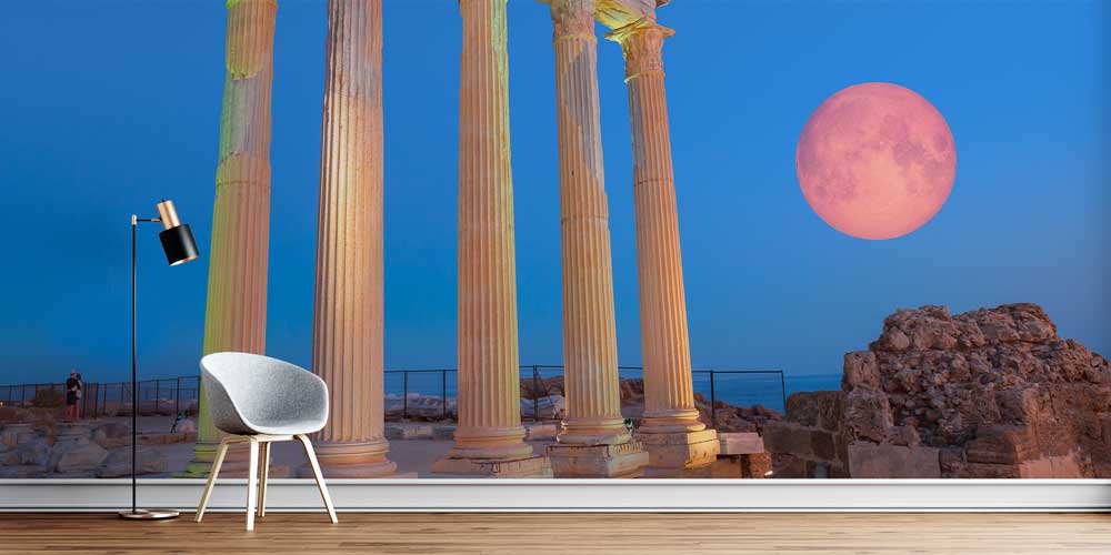 Dolunay Altında Antik Sütunlar Duvar Kağıdı 11527