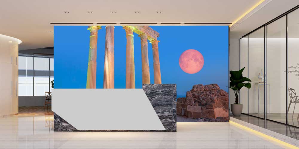 Dolunay Altında Antik Sütunlar Duvar Kağıdı 11527