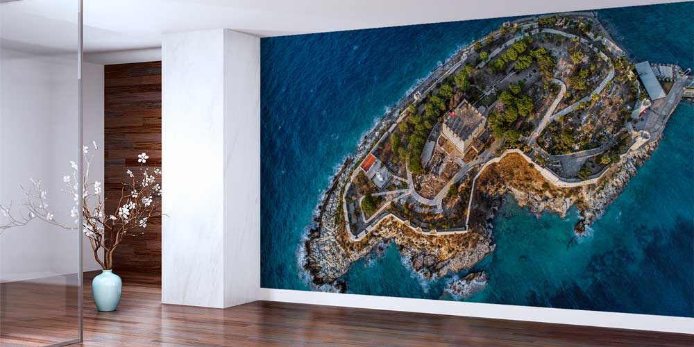 Havadan Yarımada ve Tarihi Yapı Manzaralı Duvar Kağıdı 11529