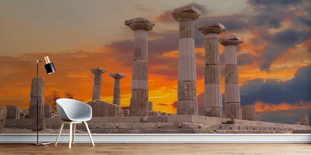 Gün Batımında Antik Sütunlar Manzaralı Duvar Kağıdı 11530
