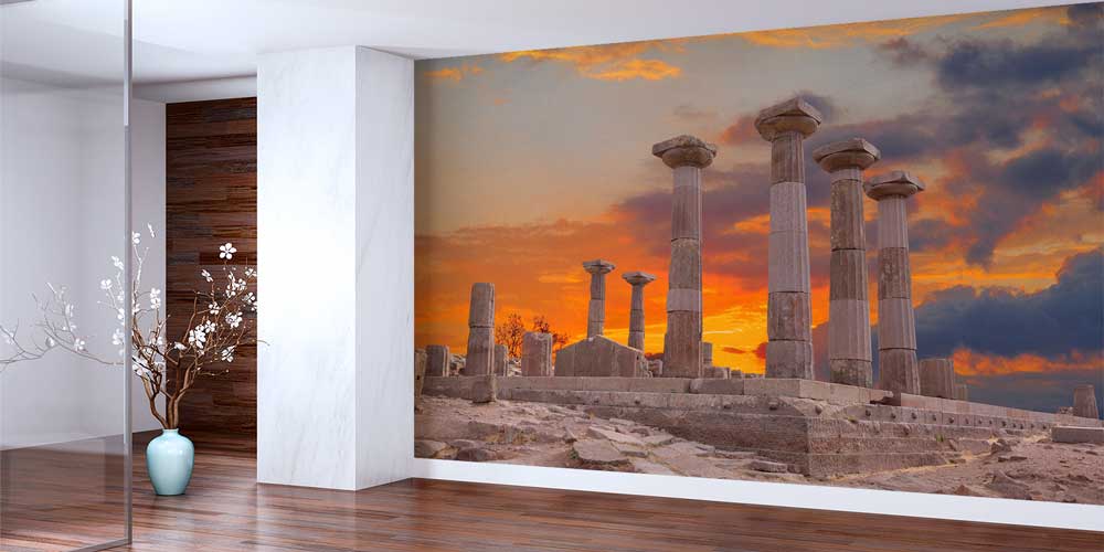 Gün Batımında Antik Sütunlar Manzaralı Duvar Kağıdı 11530