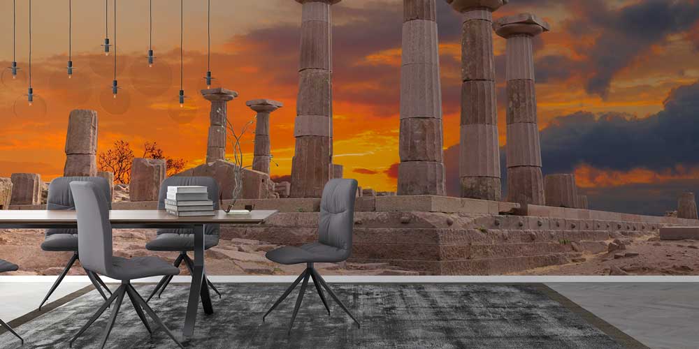 Gün Batımında Antik Sütunlar Manzaralı Duvar Kağıdı 11530