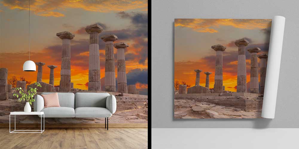 Gün Batımında Antik Sütunlar Manzaralı Duvar Kağıdı 11530