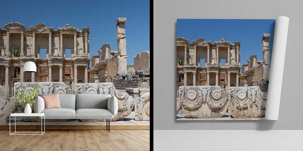 Antik Efes Kütüphanesi Görünümlü Duvar Kağıdı 11539