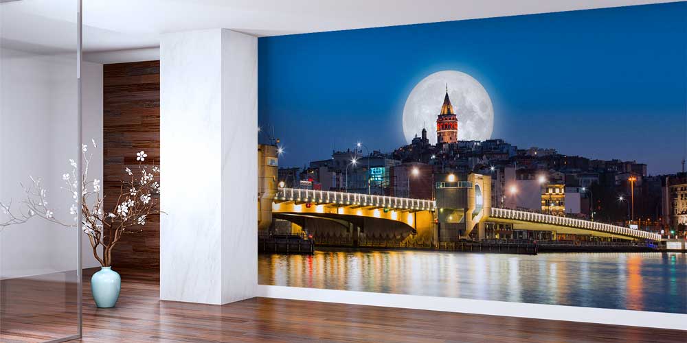 Galata Kulesi Dolunay Gece Manzarası Duvar Kağıdı 11551