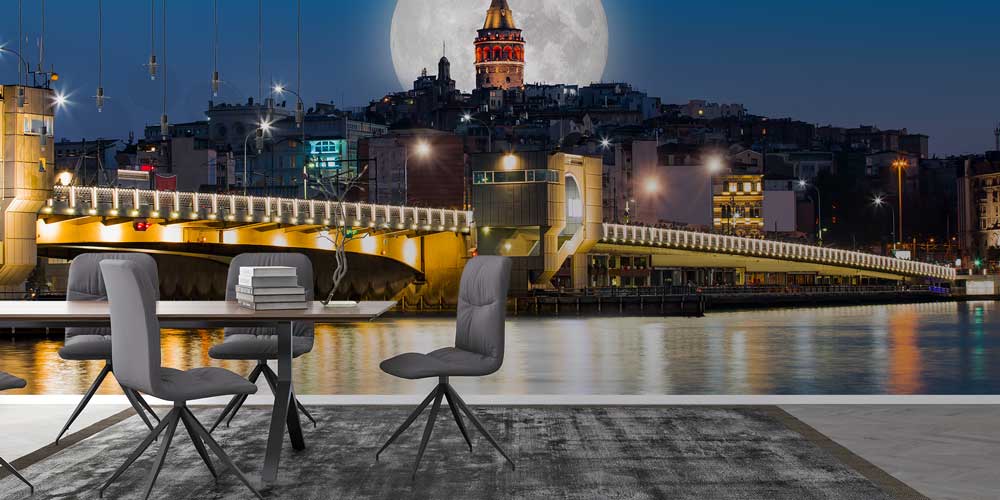 Galata Kulesi Dolunay Gece Manzarası Duvar Kağıdı 11551