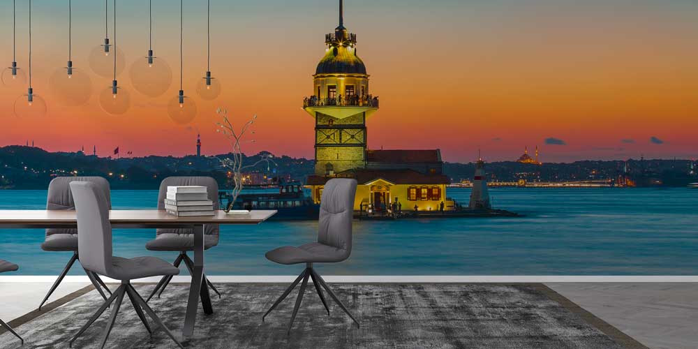 Kız Kulesi Gün Batımı ve Hilal Manzarası Duvar Kağıdı 11556