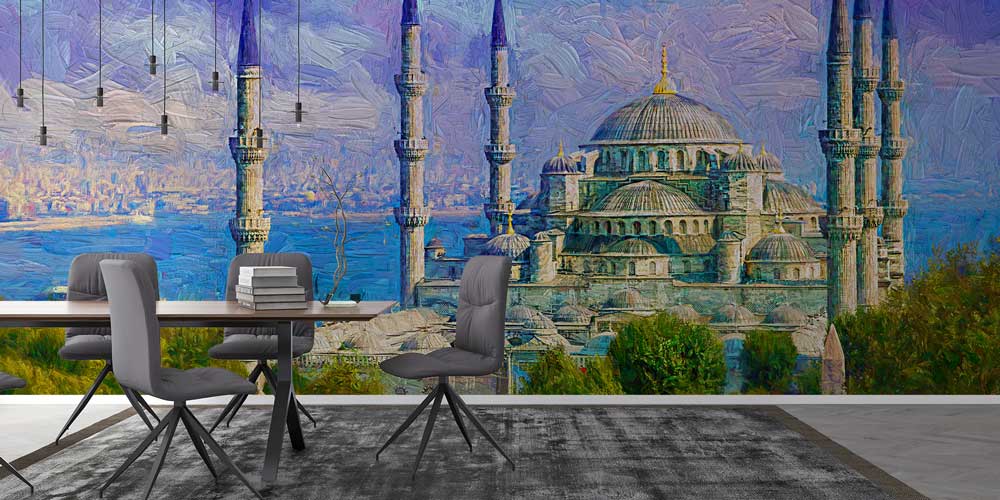 Sultanahmet Camii Sanatsal Panorama Duvar Kağıdı 11560