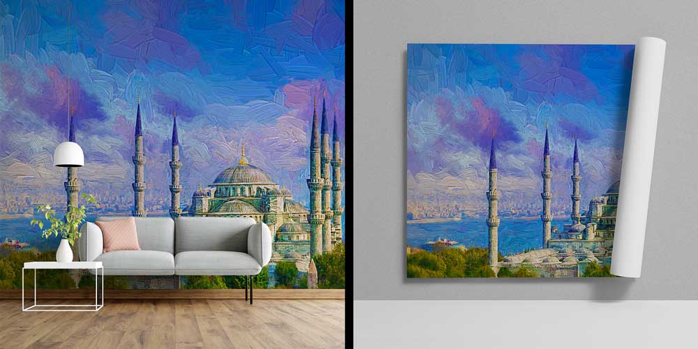 Sultanahmet Camii Sanatsal Panorama Duvar Kağıdı 11560