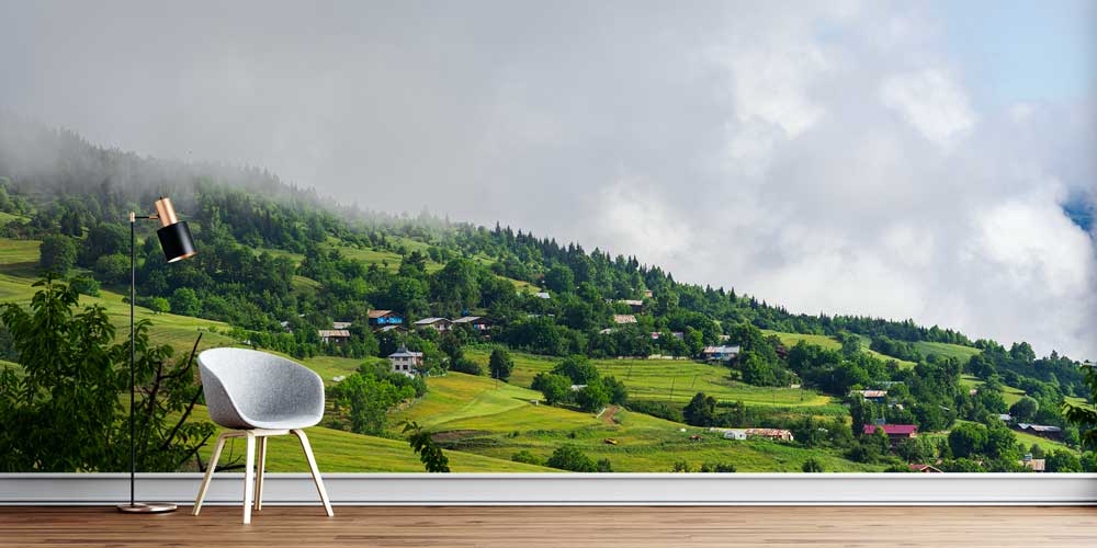 Yeşil Yayla Manzaralı Doğa Temalı Duvar Kağıdı ve Duvar Kaplaması 11599