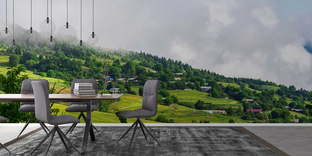 Yeşil Yayla Manzaralı Doğa Temalı Duvar Kağıdı ve Duvar Kaplaması 11599