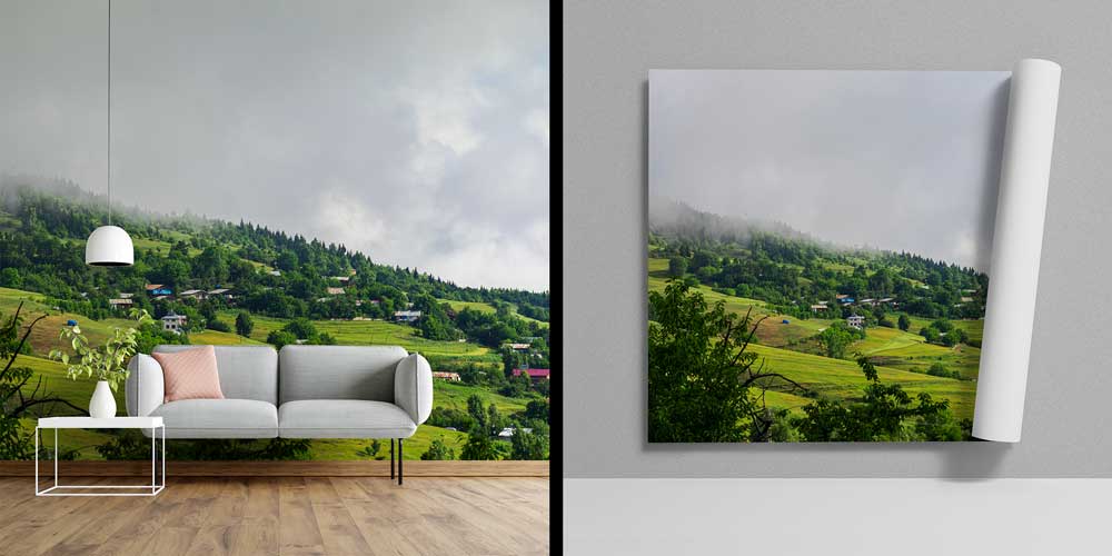 Yeşil Yayla Manzaralı Doğa Temalı Duvar Kağıdı ve Duvar Kaplaması 11599